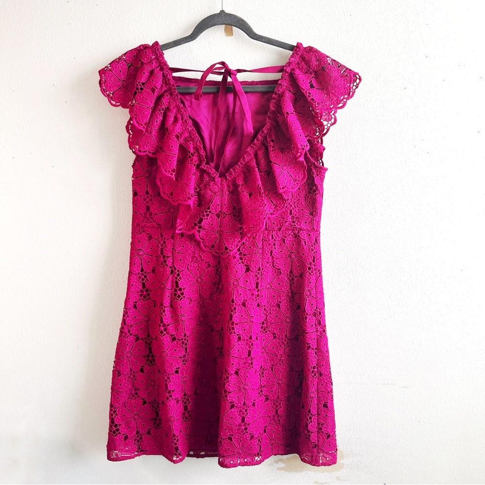 Kate Spade Dress Beetjuice Magenta Pink Spade Lace Mini Dress Sz 12 NWT - Picture 12 of 15